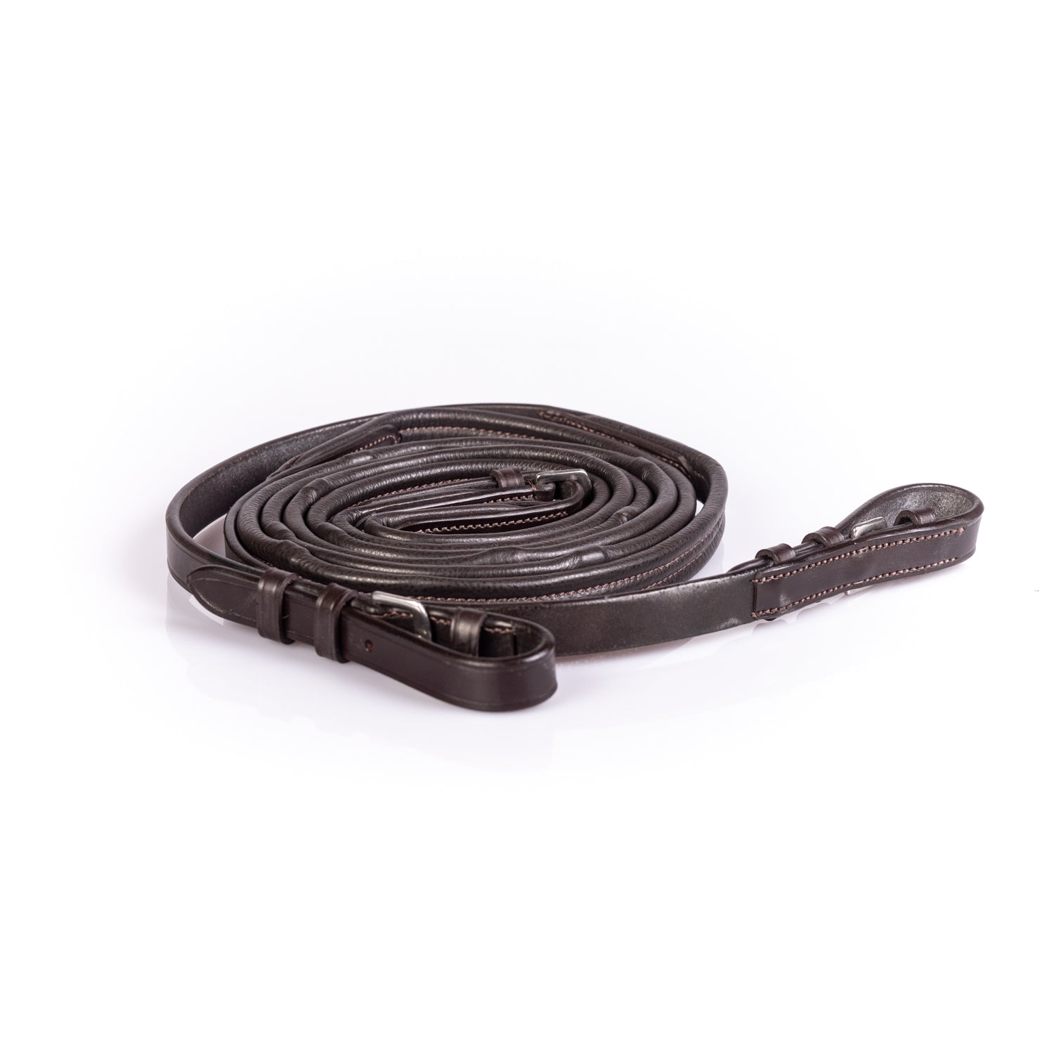 Soft padded havana reins with marine-grade webbing