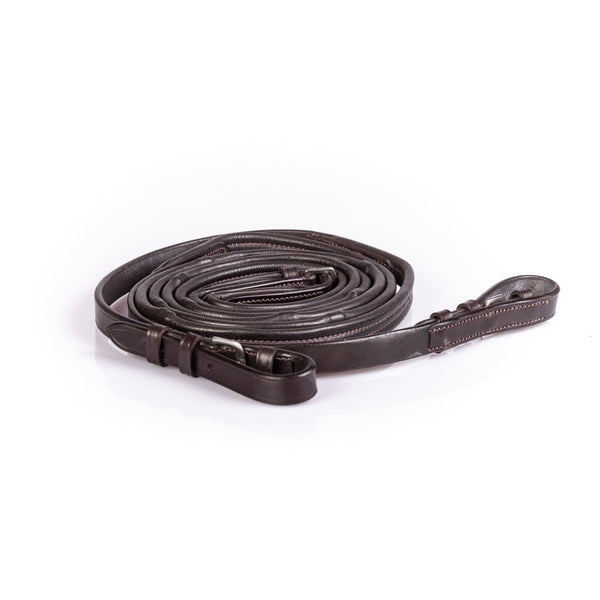 Soft padded havana reins with marine-grade webbing