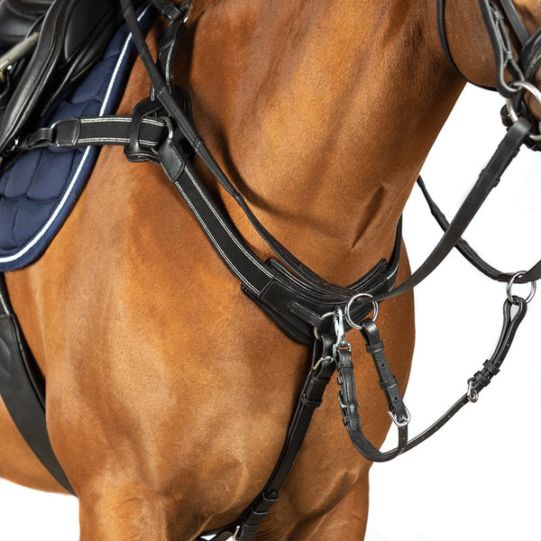 5 POINT BREASTPLATE - BLACK WITH BLACK AND SILVER ELASTIC