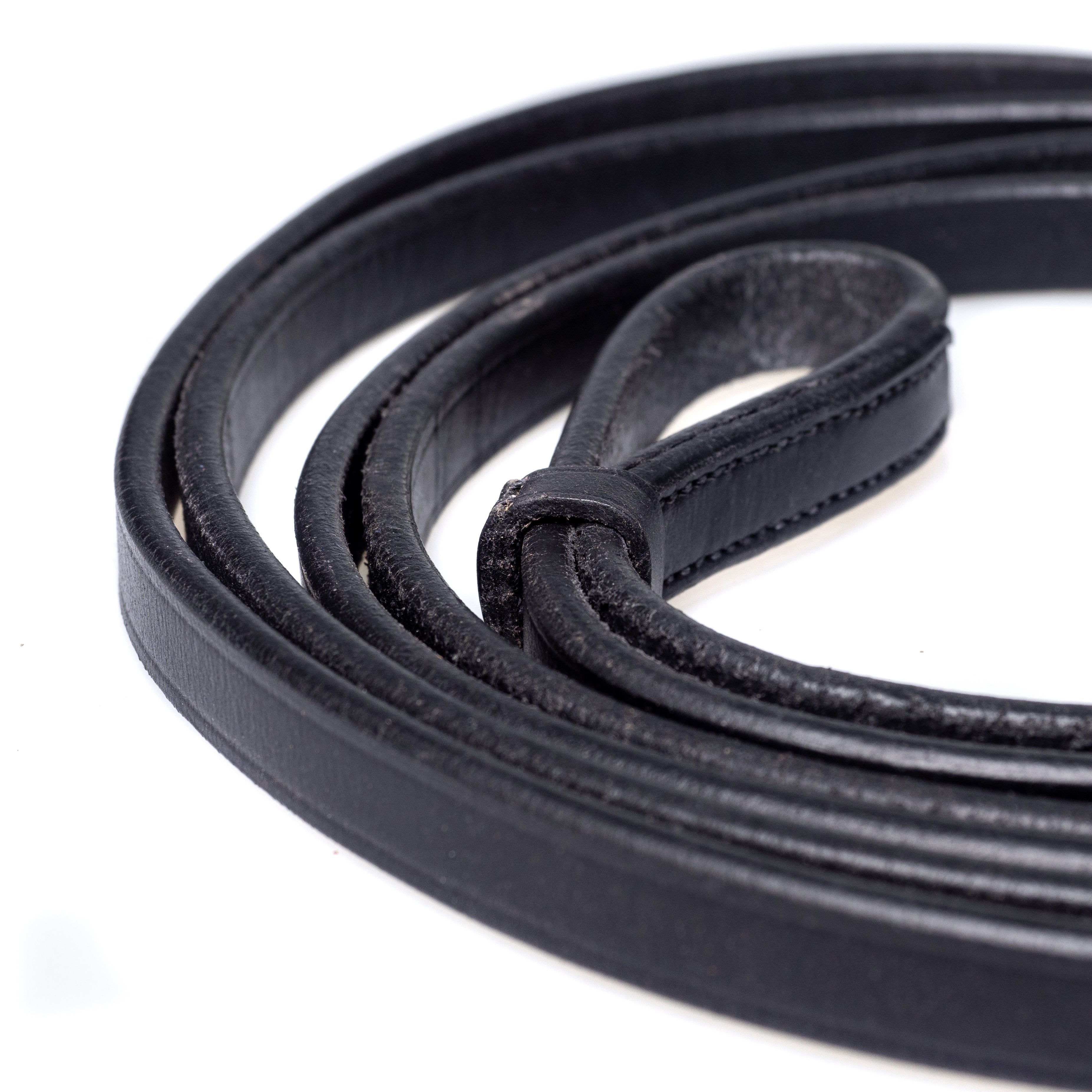 Black leather curb reins – plain 1/2