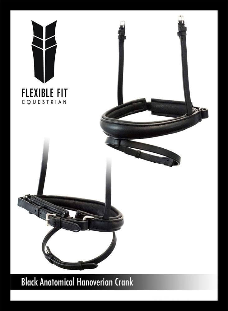 ANATOMICAL RAISED PLAIN HANOVERIAN CRANK - BLACK NOSEBAND - Flexible Fit Equestrian LLC