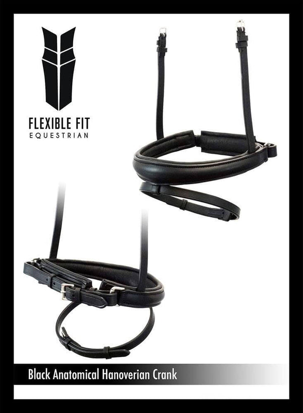 ANATOMICAL RAISED PLAIN HANOVERIAN CRANK - BLACK NOSEBAND - Flexible Fit Equestrian LLC