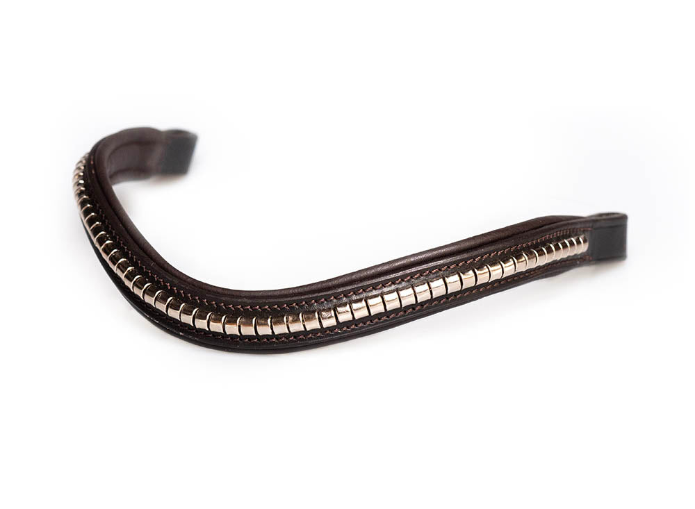 Raised wave browband with classic clincher detail in Havana leather