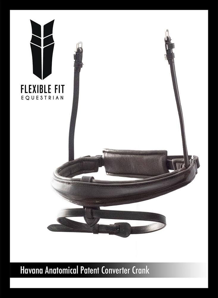 ANATOMICAL RAISED PATENT CONVERTER CRANK - HAVANA NOSEBAND - Flexible Fit Equestrian LLC