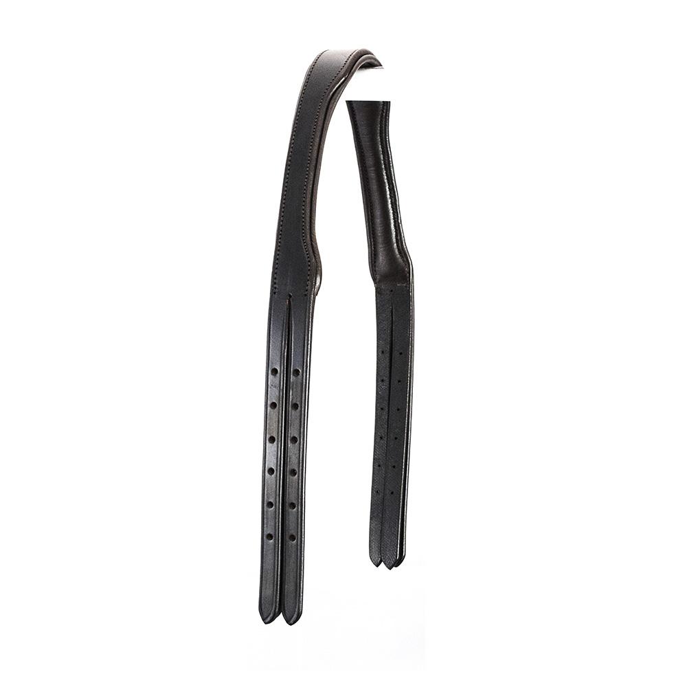 WEYMOUTH GEL PADDED CROWNPIECE WITH CUT BACK EARS 4/8 WIDE CHEEK STRAPS - HAVANA - Flexible Fit Equestrian LLC