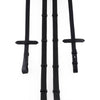 Non-slip biothane black reins with stainless steel fittings