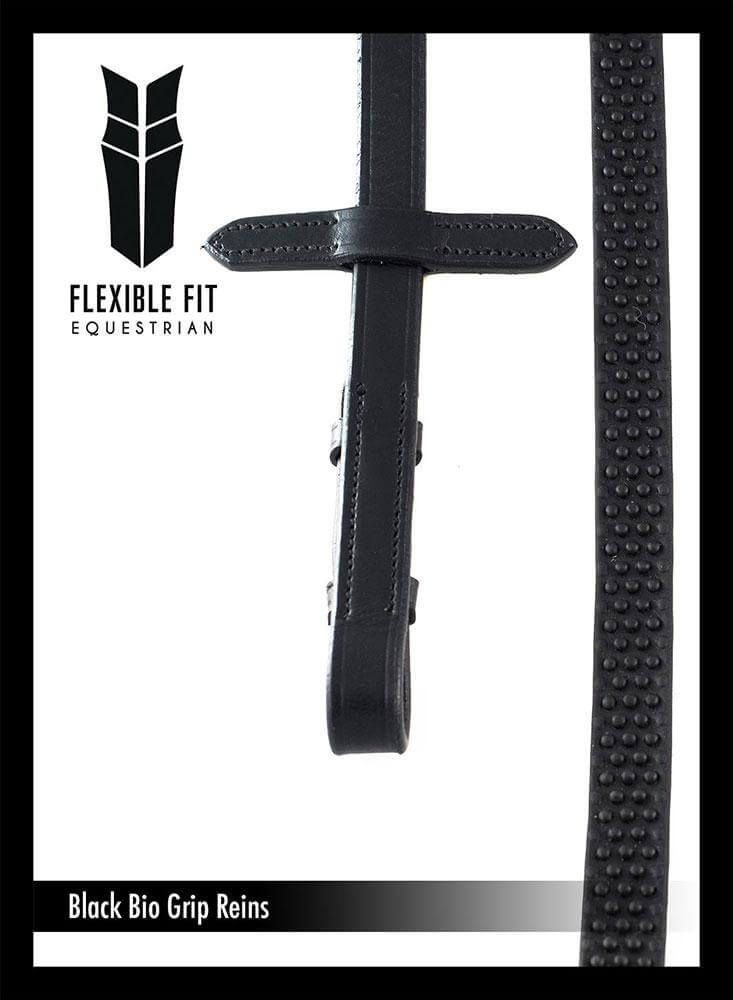 BIO GRIP BLACK REINS - Flexible Fit Equestrian LLC