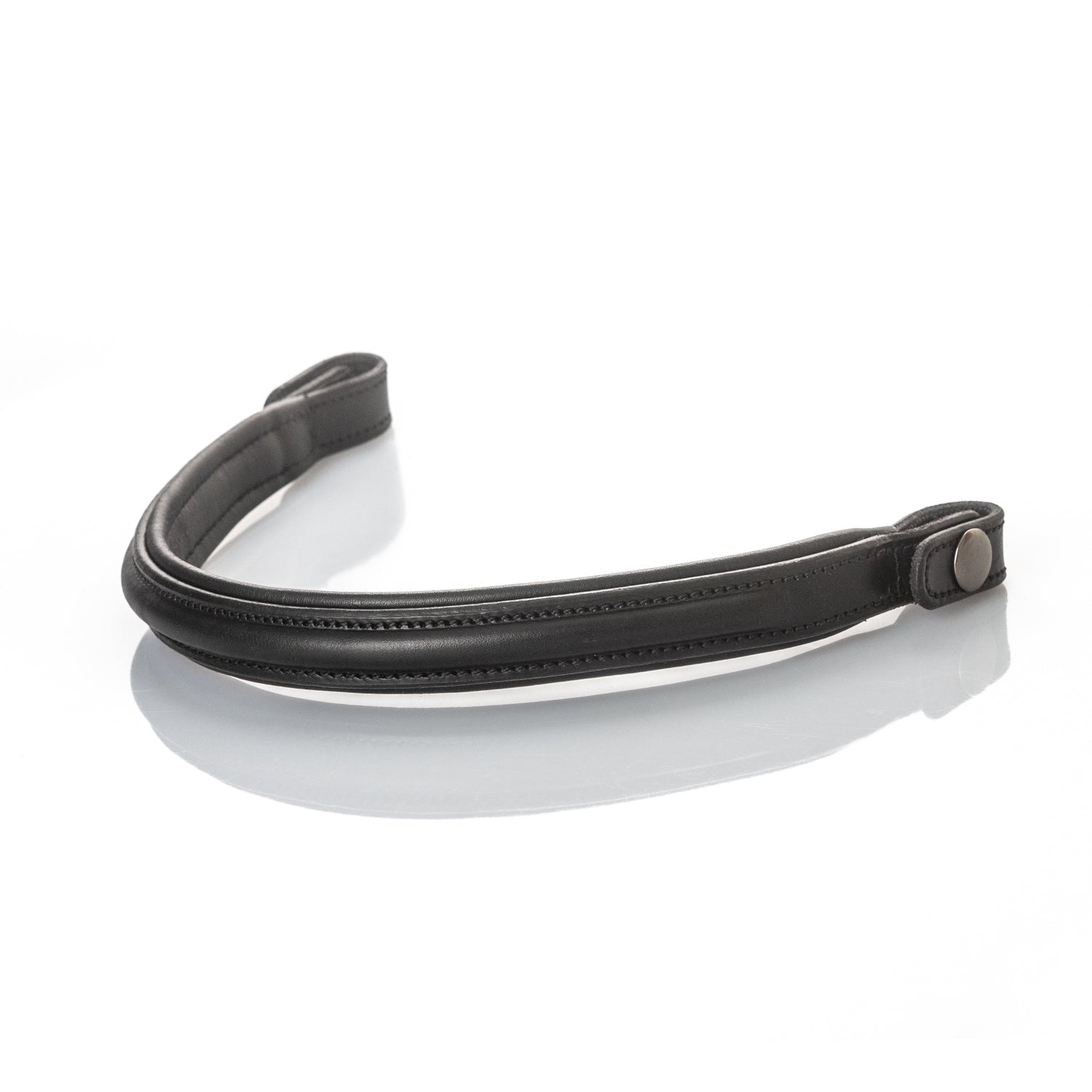 Plain Raised Padded Browband | Black Leather Snap Browband
