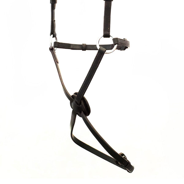 Eventing bridle in havana leather with billet or buckle cheekpieces