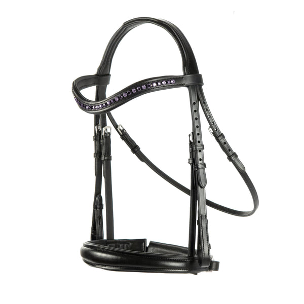 Black English Leather Snaffle Bridle 'Seraphina' - With Removable Flash Noseband