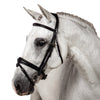 English leather black snaffle bridle with raised browband