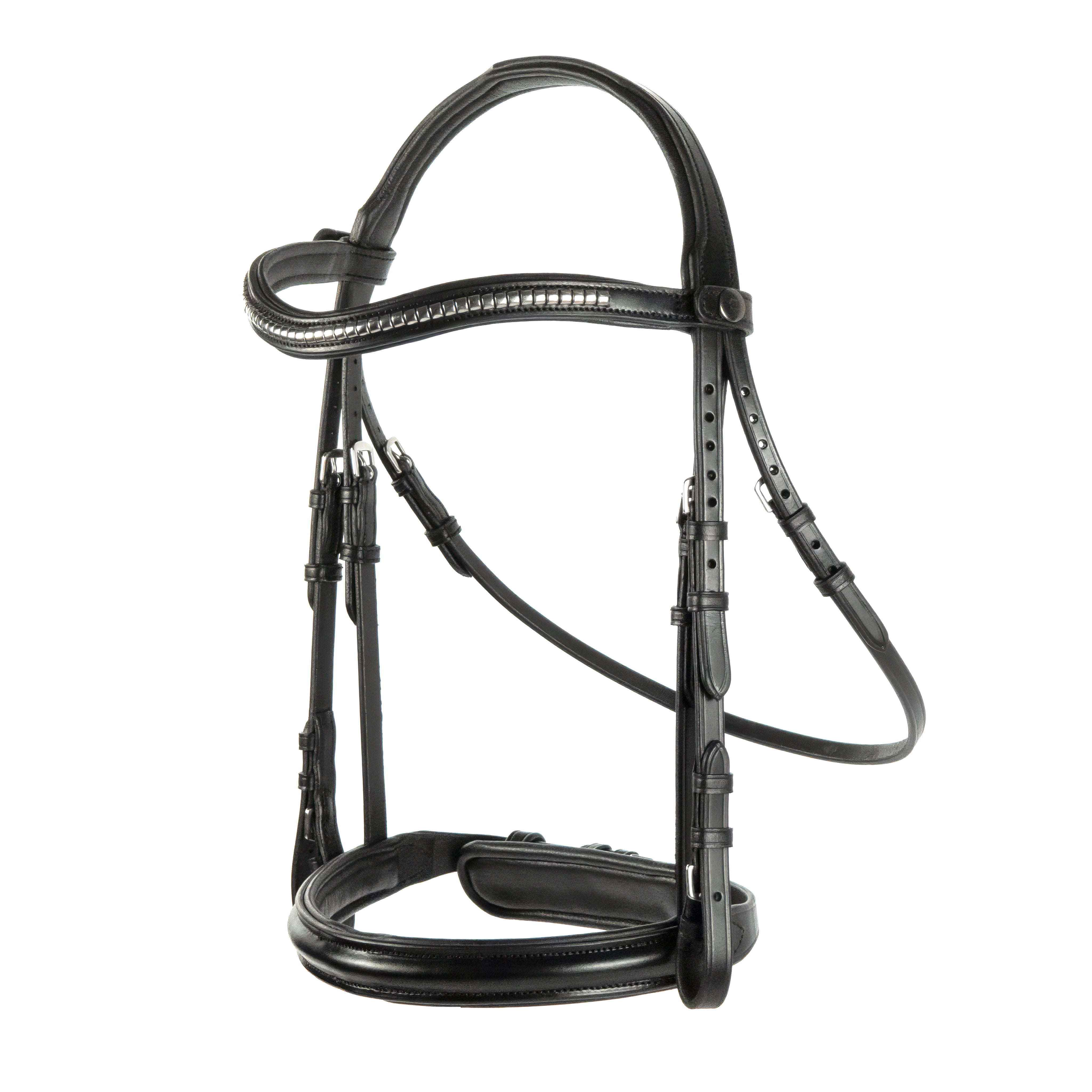 Black Snaffle Bridle 'Silvermere' - with removeable flash noseband