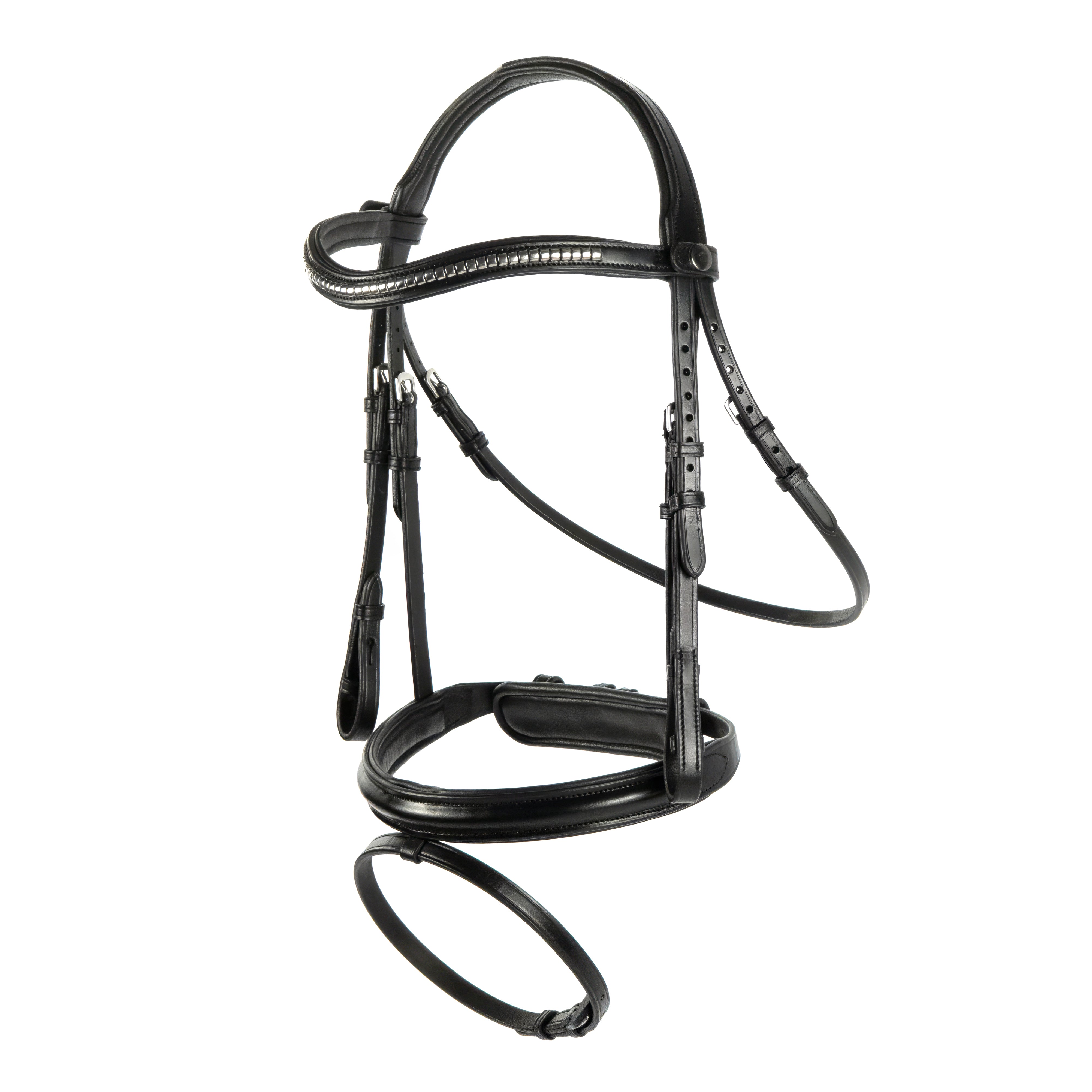 Black Snaffle Bridle 'Silvermere' - with removeable flash noseband