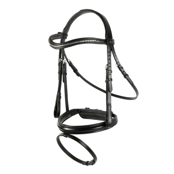 Black Snaffle Bridle 'Silvermere' - with removeable flash noseband