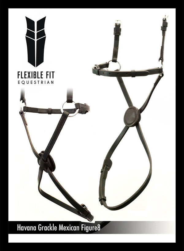 Luxury havana bridle with monocrown and adjustable Mexican noseband