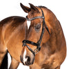 Luxury English leather bridle with black & clear wave browband
