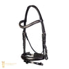 Black snaffle bridle with clincher wave browband and anatomical noseband