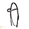 Black English leather nosebandless bridle with clincher browband
