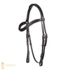 Black nosebandless bridle with plain raised wave browband