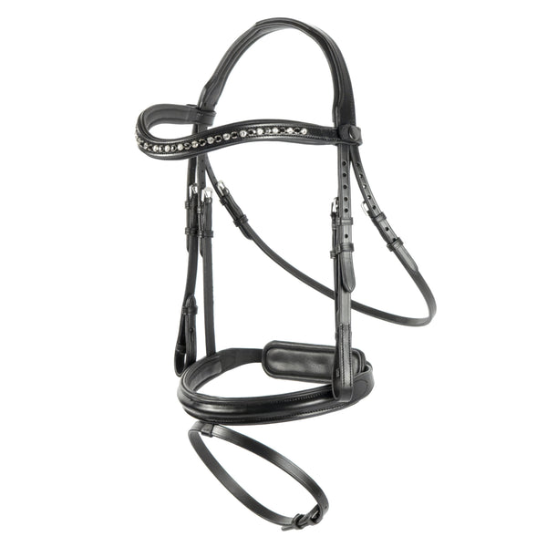 Black Snaffle Bridle 'Monaco' - with removeable flash noseband