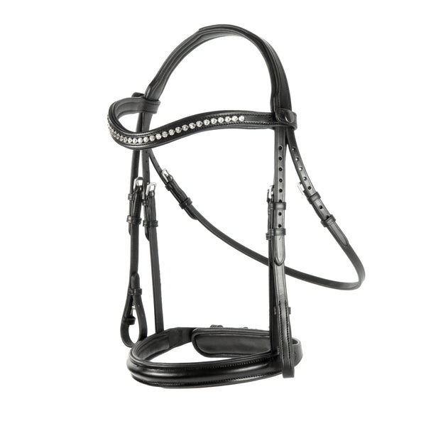 Black Snaffle Bridle 'Noir' - With Removable Flash Noseband
