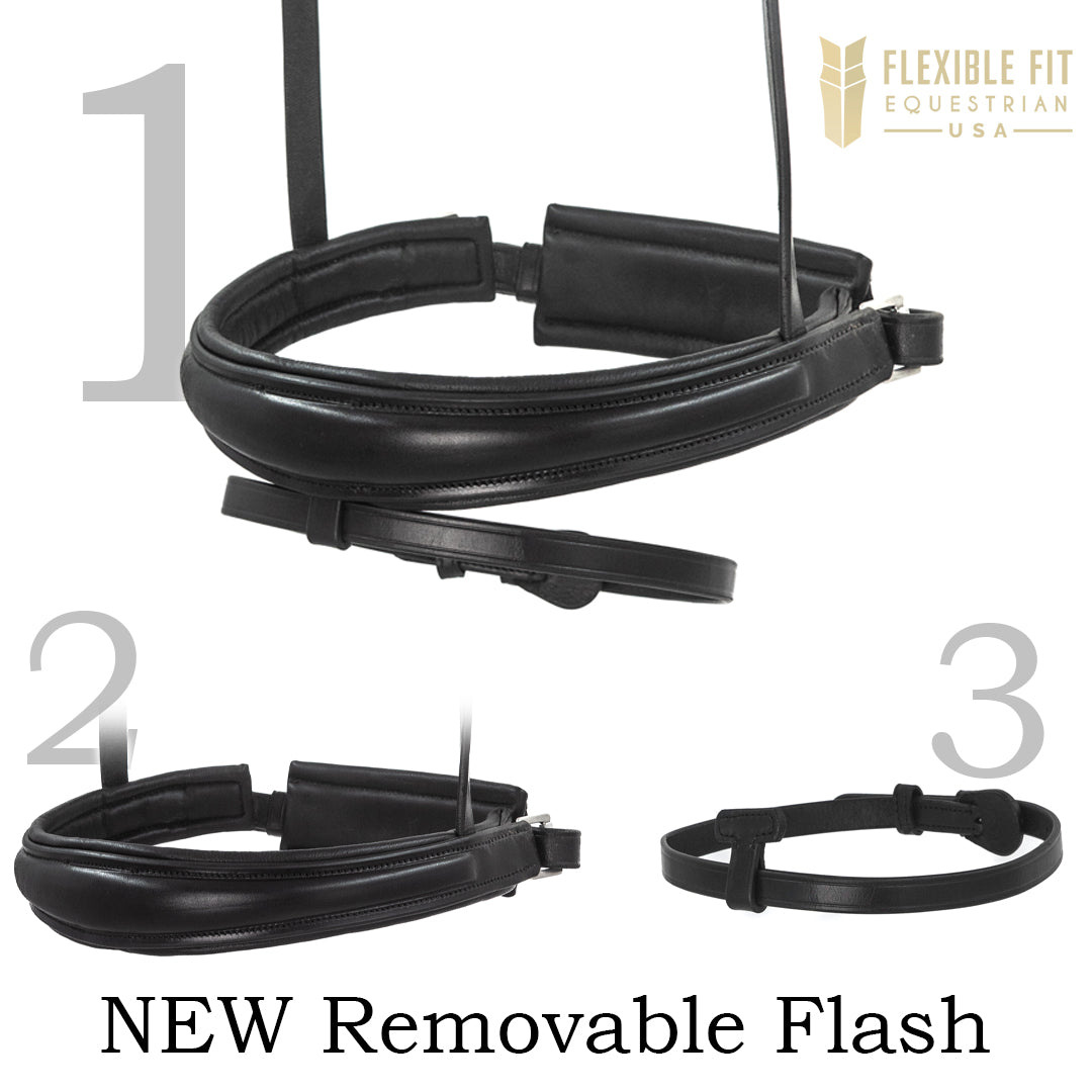 Havana Snaffle Bridle 'Stride' - removable flash