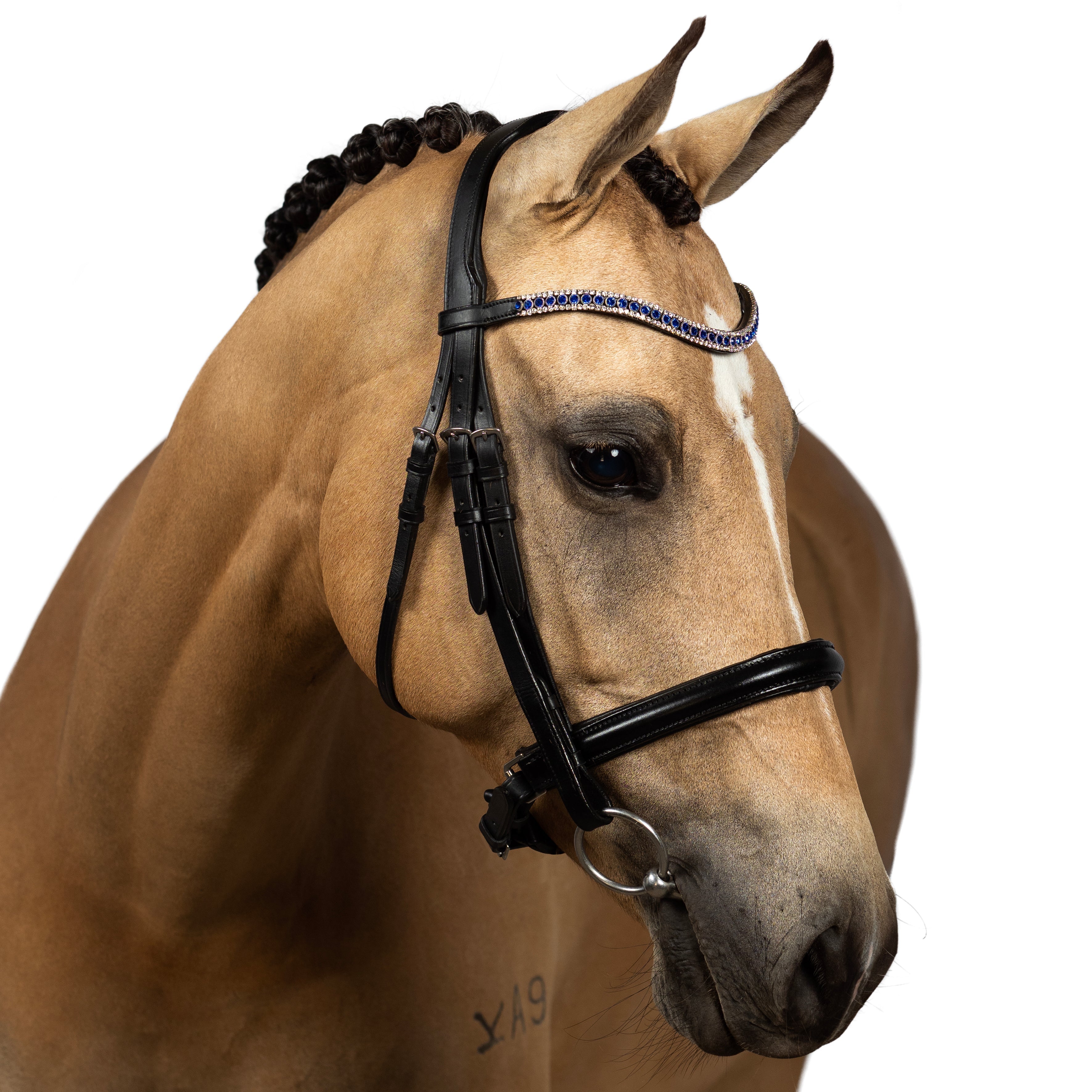 Zephyr Blue Crystal Thin Wave Browband - Black