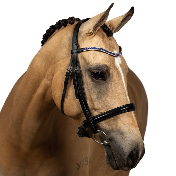 Zephyr Blue Crystal Thin Wave Browband - Black