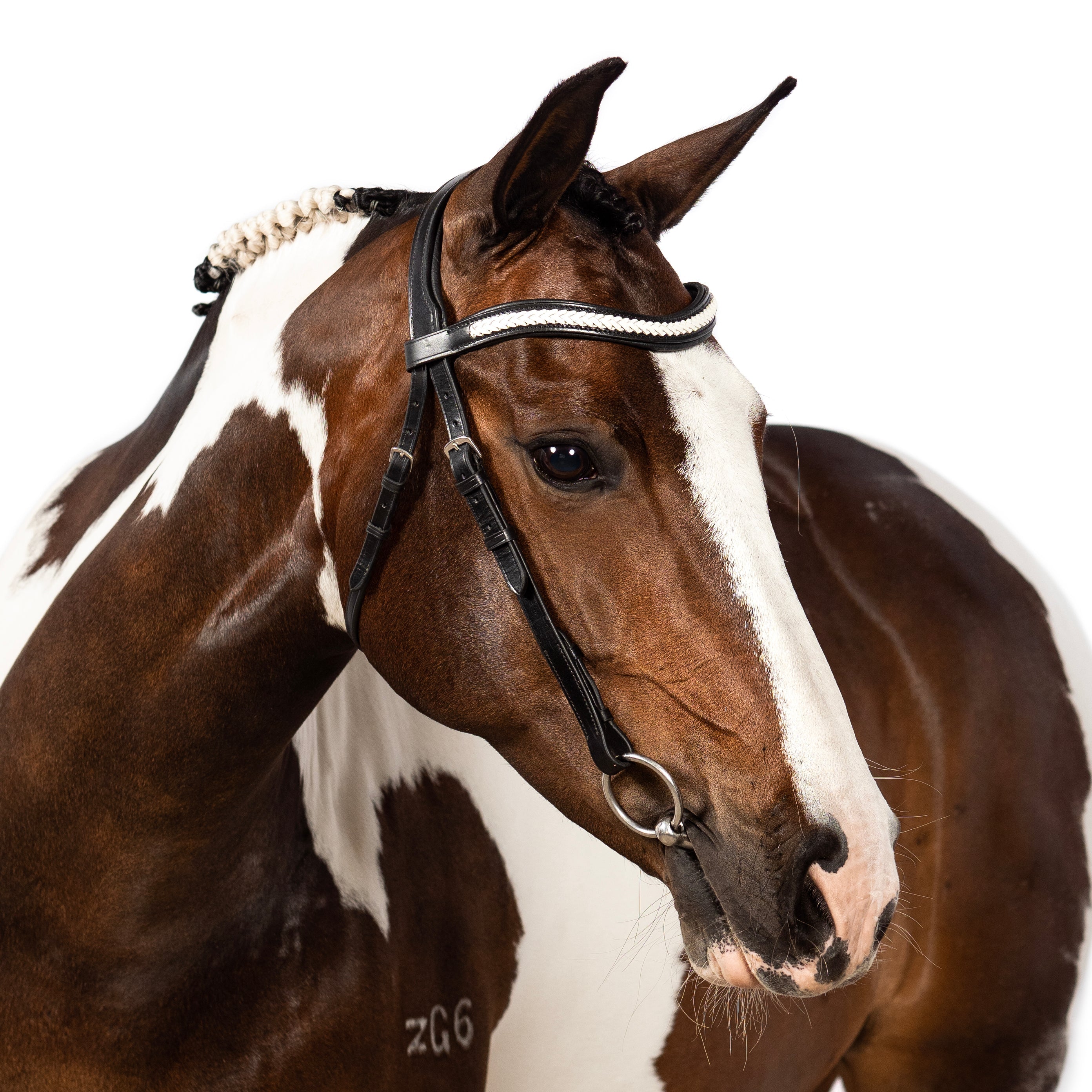 White Braided Wave Gel Browband - Black