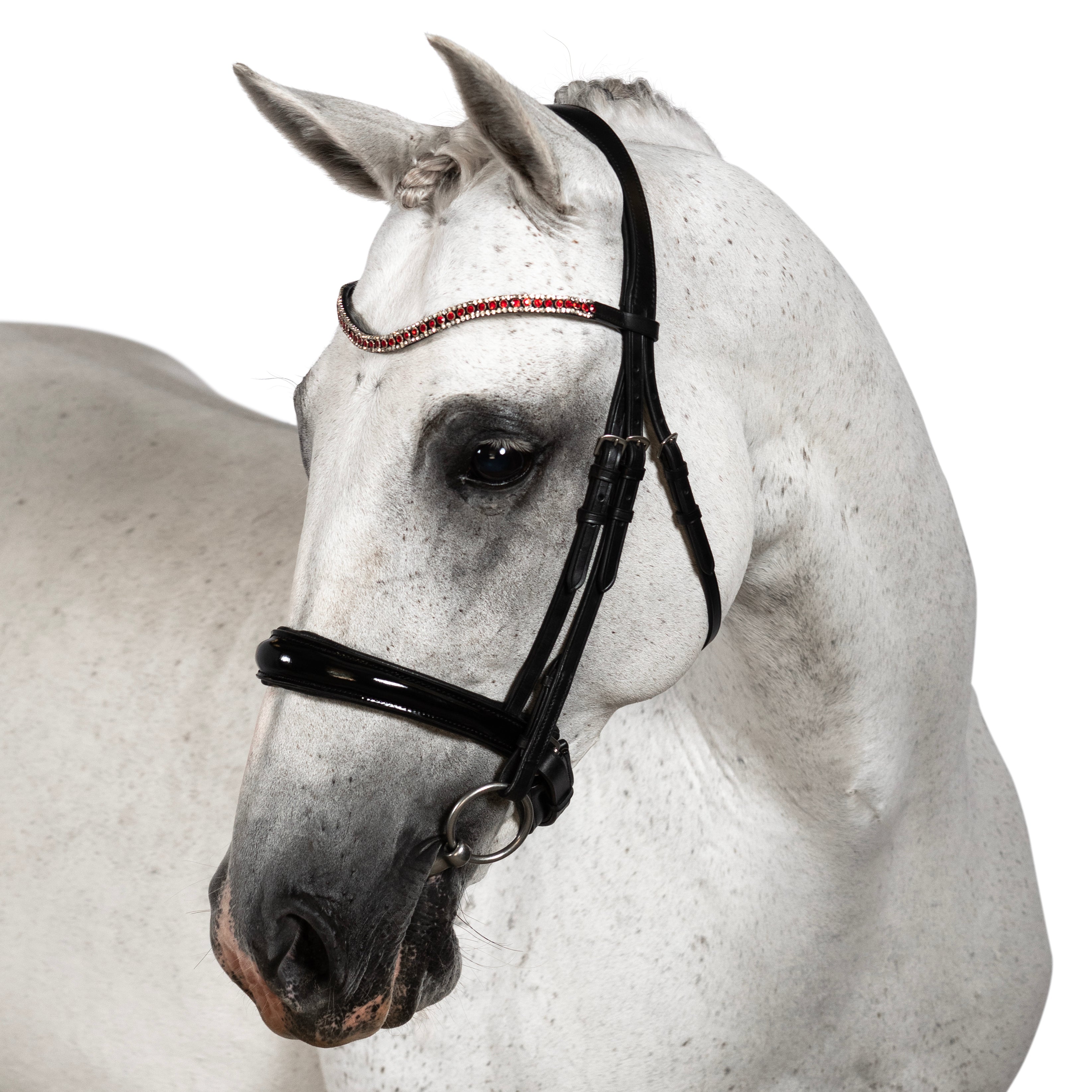 Red and Clear Crystal Thin Wave Browband - Black