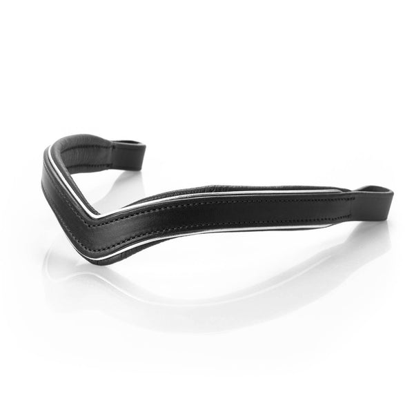 Flat Plain with Silver Piping V Gel Browband - Black