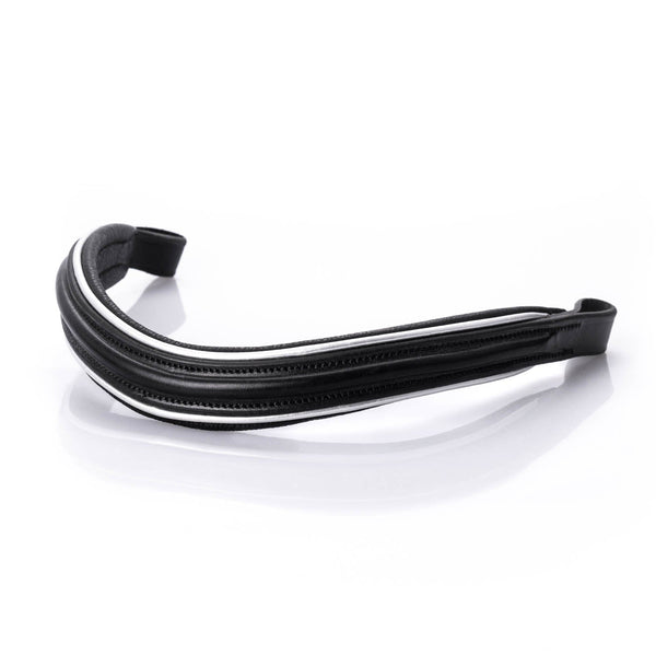 Raised Plain with Silver Pipe Wave Gel Browband - Black