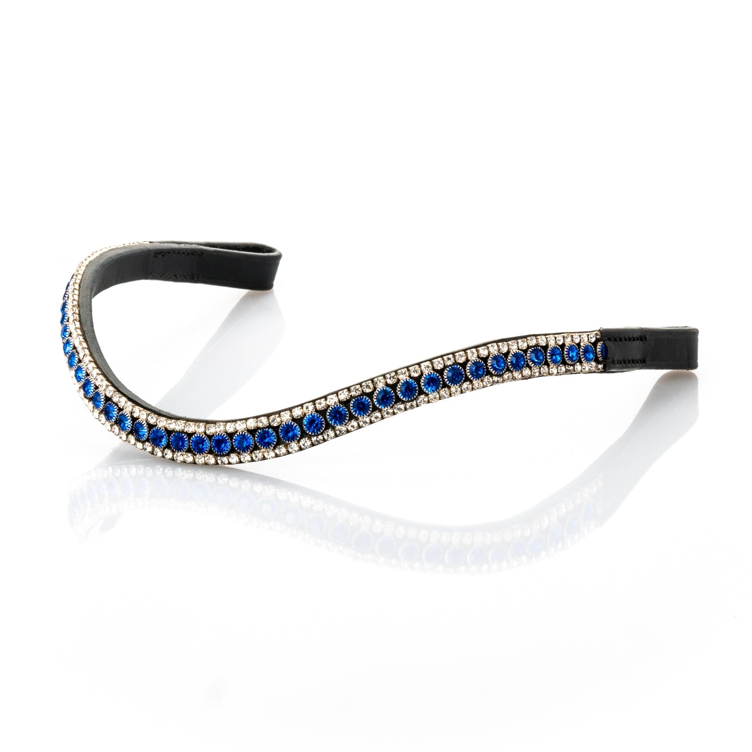 Zephyr Blue Crystal Thin Wave Browband - Black