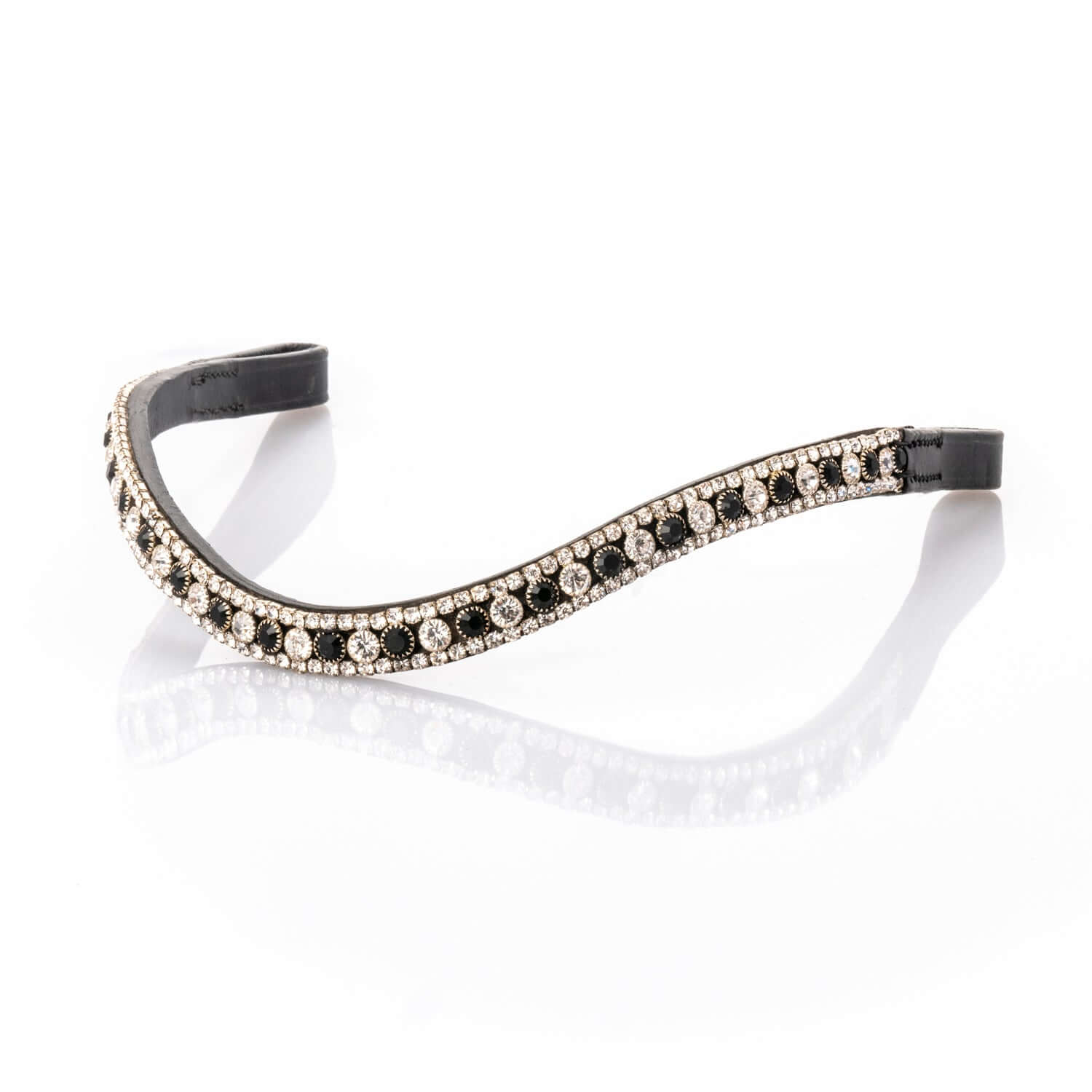 Black and Clear Thin Wave Browband - Black