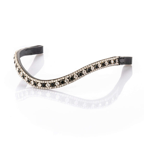 Black and Clear Thin Wave Browband - Black