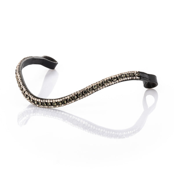 Main Grey and Clear Crystal Thin Wave Browband - Black