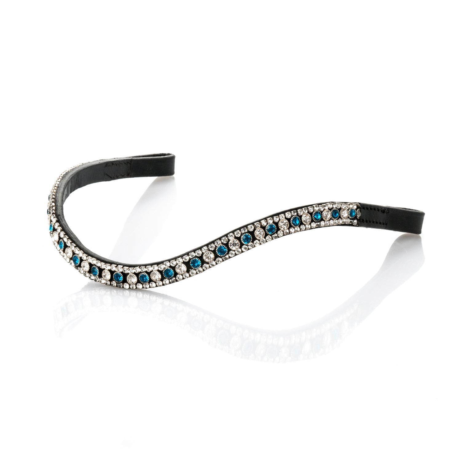 Turquoise and Clear Crystal Thin Wave Browband - Black