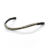 Black English leather browband with emerald and clear crystals