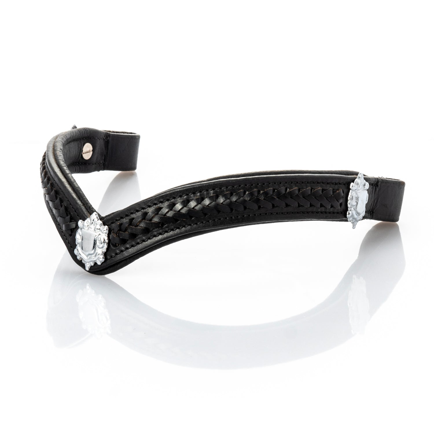 Plaited with Shields V Gel Browband - Black