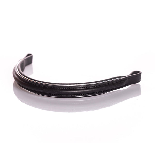 Raised Plain Straight Silver Piped Gel Browband - Black