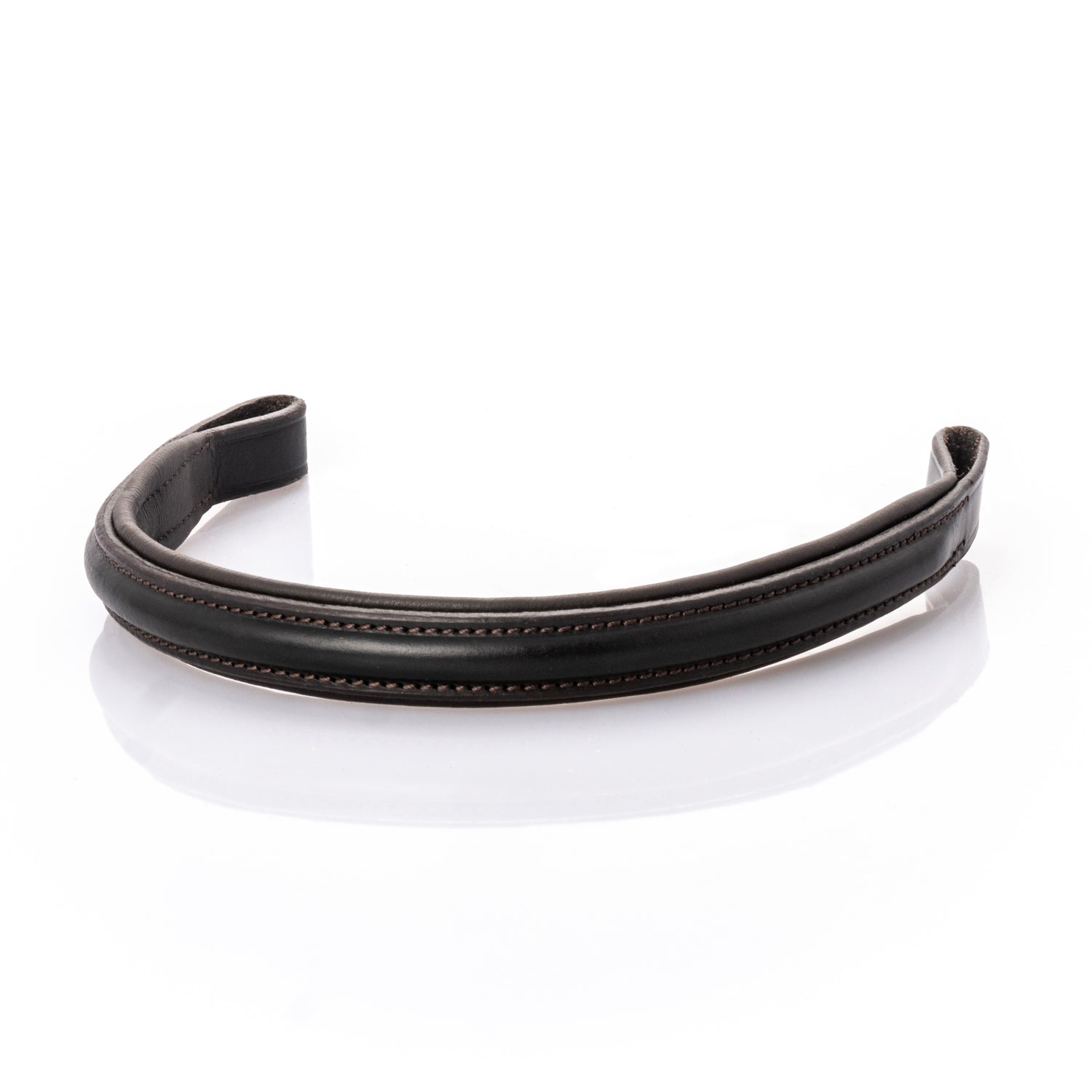 Raised Plain Straight Gel Browband - Havana