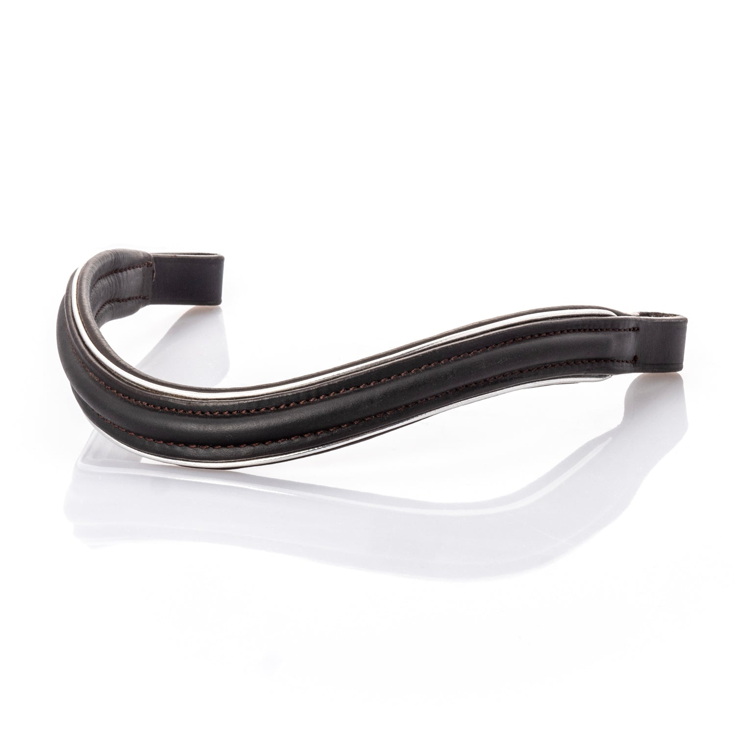 Raised Plain with Silver Pipe Wave Gel Browband - Havana