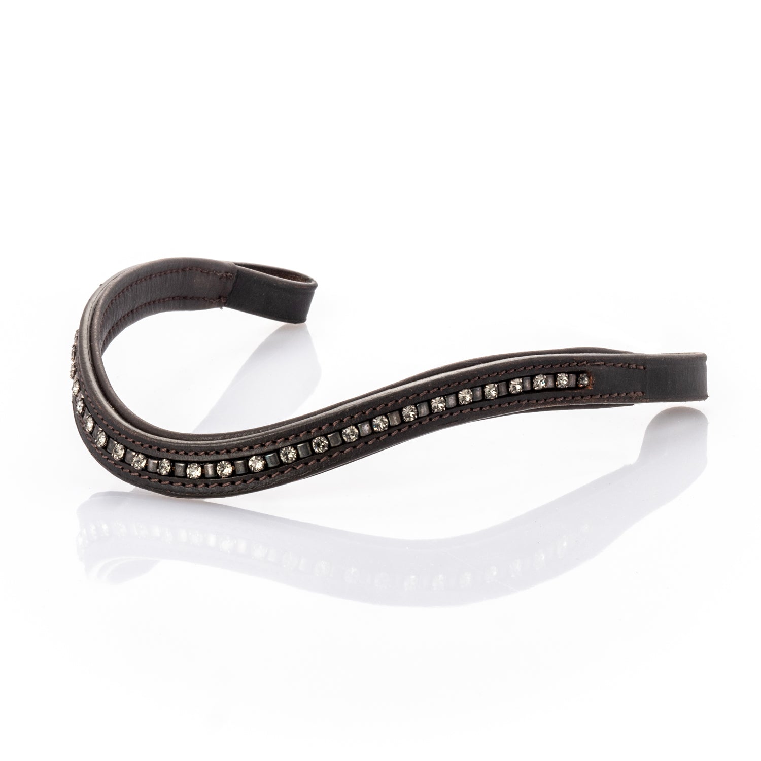 Grey Crystal and Mini Clincher Wave Gel Browband - Havana
