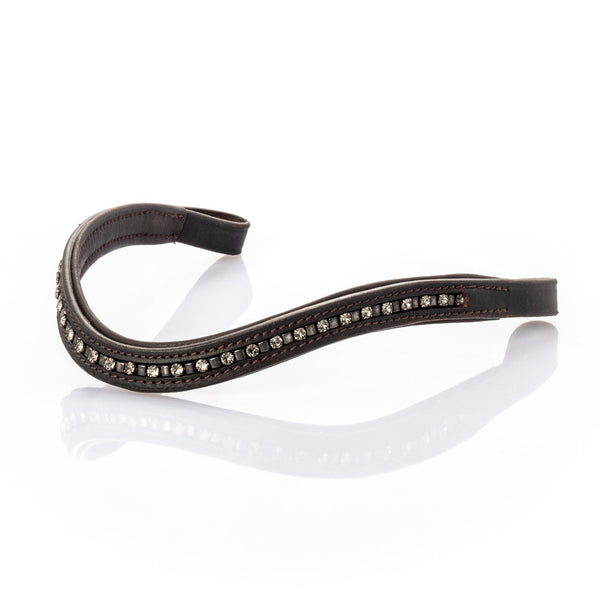 Grey Crystal and Mini Clincher Wave Gel Browband - Havana