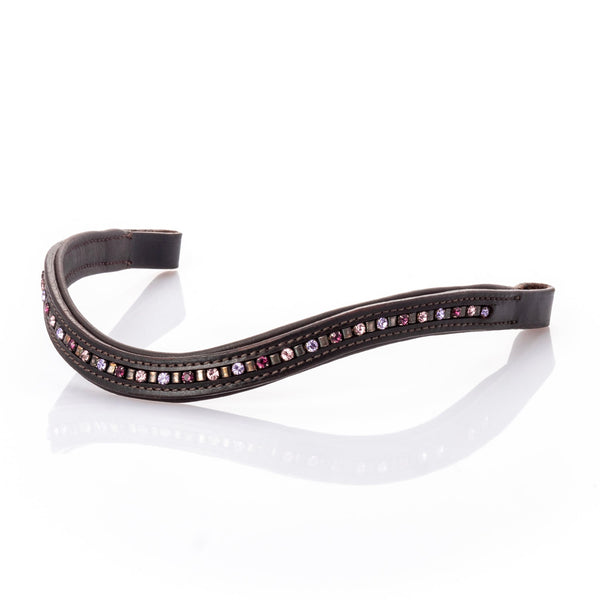 Purple and Lilac Crystals with Mini Clincher Wave Gel Browband - Havana