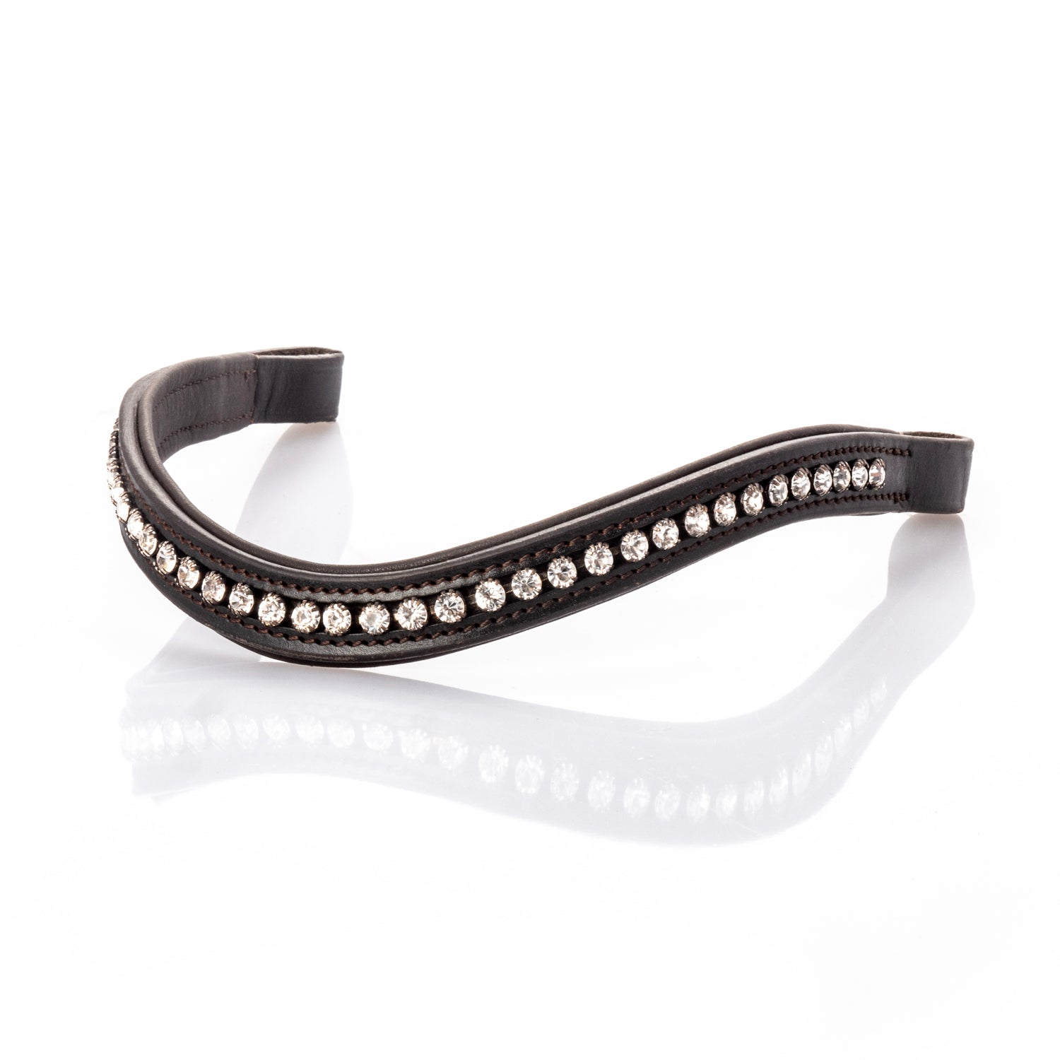 Clear Crystal Mid Wave Gel Browband - Havana