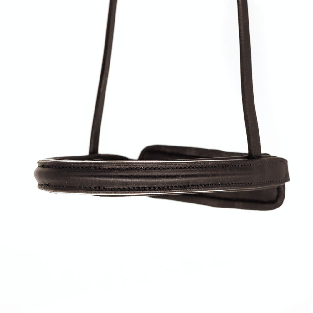 Straight Raised Plain Silver Pipe Converter Cavesson - Havana Gel Noseband