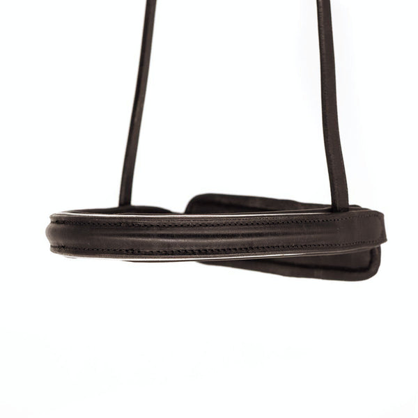 Straight Raised Plain Silver Pipe Converter Cavesson - Havana Gel Noseband