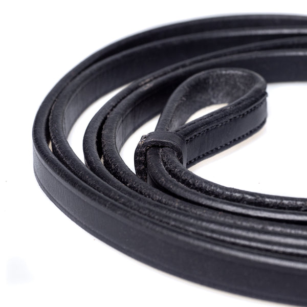Black leather curb reins – plain 1/2" English leather with billets