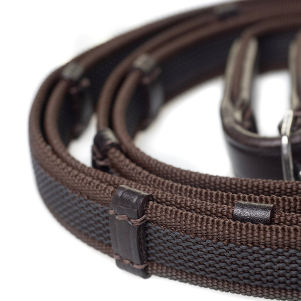Sure Grip Havana Reins with Continental Stoppers – premium English leather and fine rubber weave for superior grip